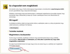 Biztonsági figyelmeztetés (Firefox, 2. lépés)