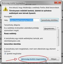 Biztonsági figyelmeztetés (Firefox, 3. lépés)
